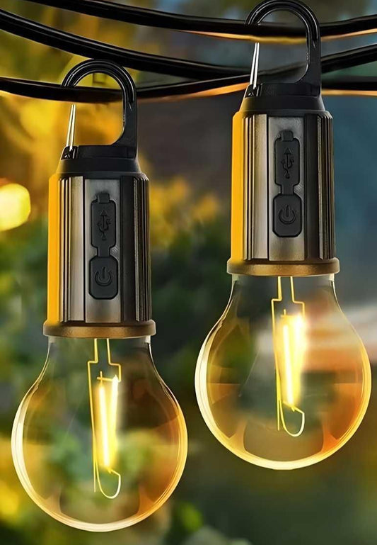 Decorative Hanging Bulb with 3 Modes Tent Lamp for Camping Pac of 2